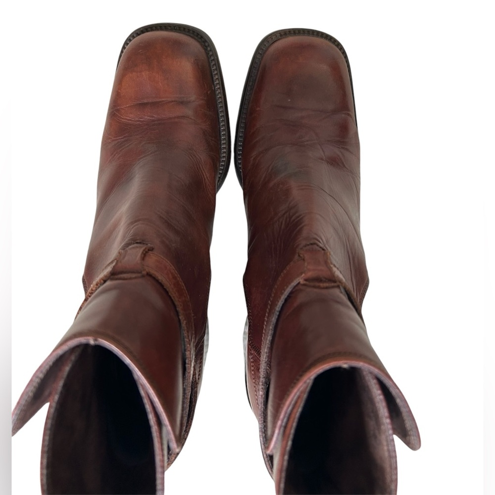 Joan & David Brown Leather Heeled Ankle Boots Italy Buckle Strap EU 40.5 Chelsea - Picture 2 of 14